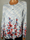 Karen Scott Women's Long Sleeve Button Front Gingham Flowers Cardigan Plus 0X