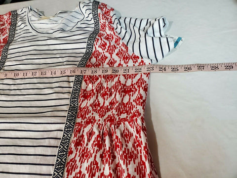 Style&Co Women Short Sleeve Scoop Neck White Stripe Red Print Blouse Top Plus 0X - evorr.com