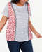 Style&Co Women Short Sleeve Scoop Neck White Striped Lace Blouse Top Plus 3X - evorr.com