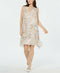 $109 ALFANI Women V-Neck Overlay Beige Floral Print Tunic A-Line Dress Plus 2X - evorr.com