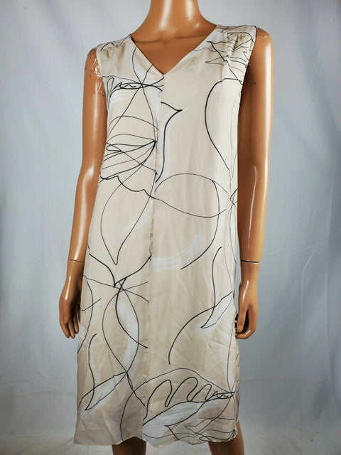 $109 ALFANI Women V-Neck Overlay Beige Floral Print Tunic A-Line Dress Plus 2X - evorr.com