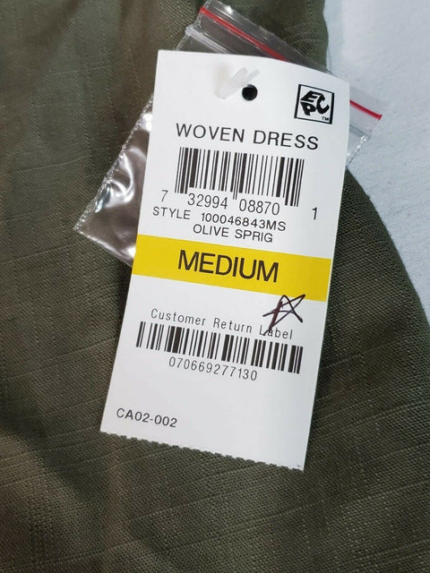 $89 NEW Karen Scott Women Short Sleeve Collared Tunic Shirt Dress Olive Green M - evorr.com