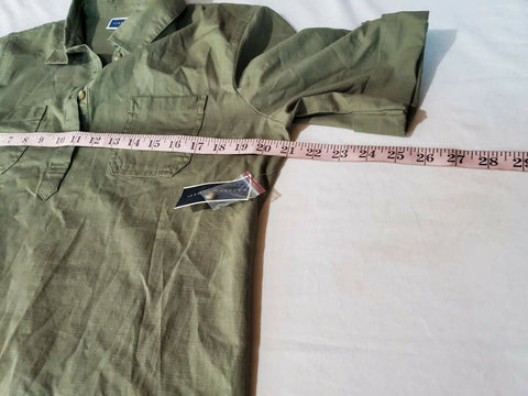 $89 NEW Karen Scott Women Short Sleeve Collared Tunic Shirt Dress Olive Green M - evorr.com