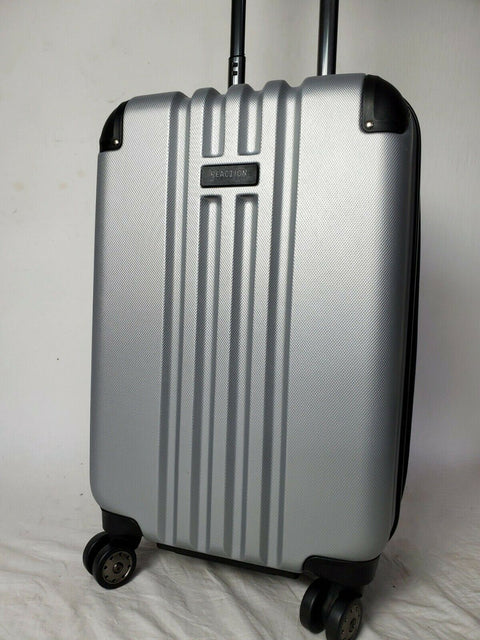 $280 New Kenneth Cole Reaction Reverb 20" Hard Carry On Spinner Luggage Silver
