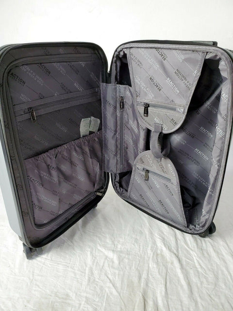 $280 New Kenneth Cole Reaction Reverb 20" Hard Carry On Spinner Luggage Silver