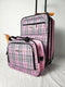 $180 New Rockland 2 Piece Carry On Luggage Set Rolling Suitcase Pink Plaids