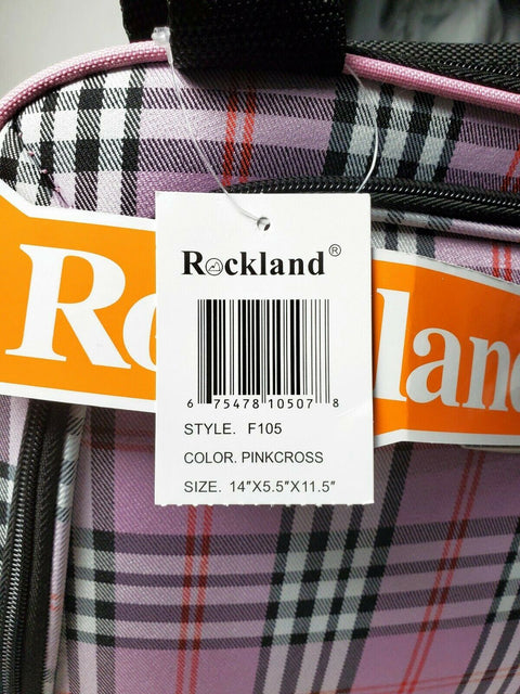 $180 New Rockland 2 Piece Carry On Luggage Set Rolling Suitcase Pink Plaids