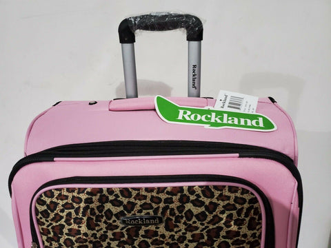 $280 New Rockland 28" Large Luggage Spinner Suitcase Pink Leopard Lightweight