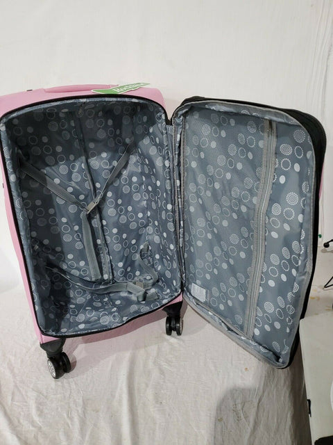 $280 New Rockland 28" Large Luggage Spinner Suitcase Pink Leopard Lightweight
