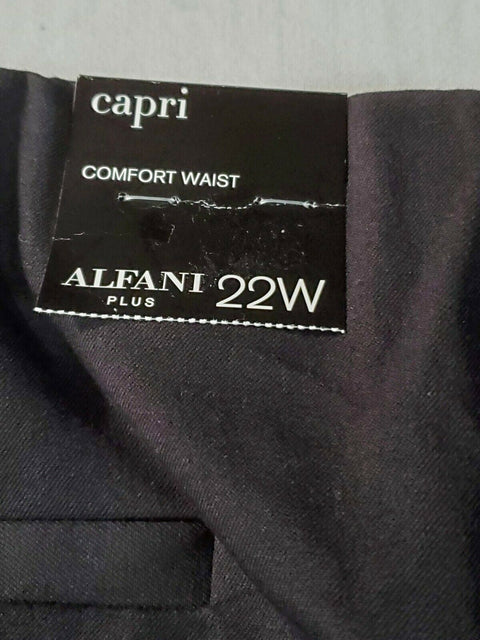 NEW Alfani Women Comfort Waist Black Capri Cropped Pants Stretch Plus 22W