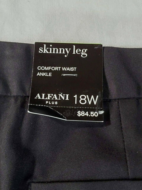 NEW Alfani Women's Black Color Block Hem Ankle Pants Stretch Ponte Plus 18W