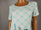 Karen Scott Women Short Sleeve Scoop-Neck Aqua Floral Embellish Blouse Top M