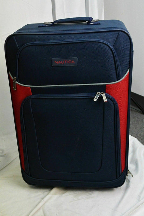 $460 New Nautica Oceanview 5 PC Luggage Set Spinner Suitcase Blue Red Soft