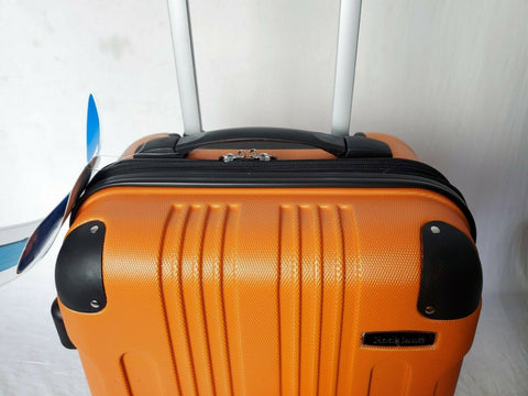 $240 Rockland London Orange Spinner Luggage Carry On Suitcase 20" Hard Expandble