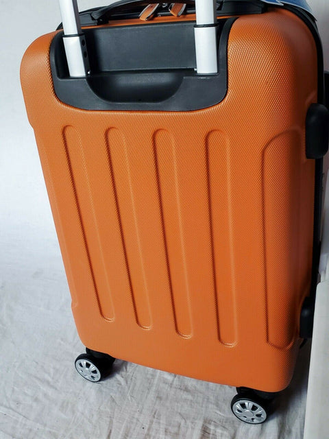 $240 Rockland London Orange Spinner Luggage Carry On Suitcase 20" Hard Expandble