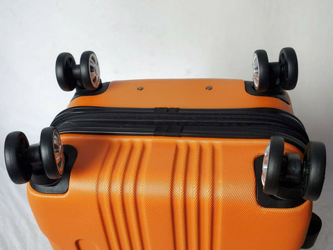 $240 Rockland London Orange Spinner Luggage Carry On Suitcase 20" Hard Expandble