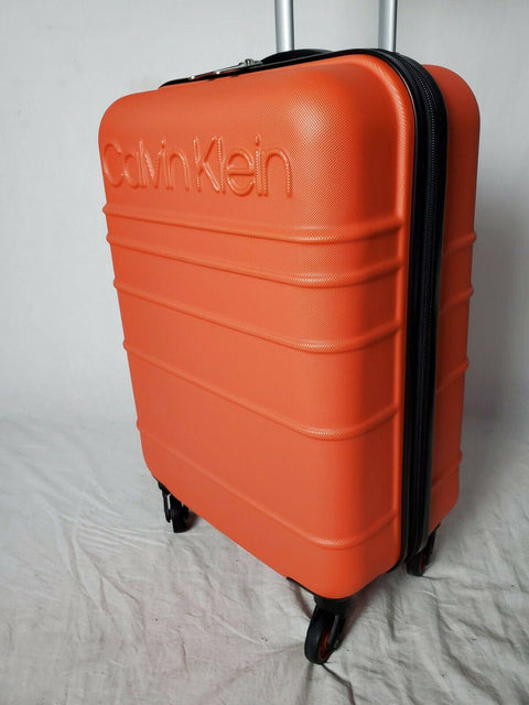 New Calvin Klein Fillmore 21" Carry On Hard side Luggage Orange Spinner
