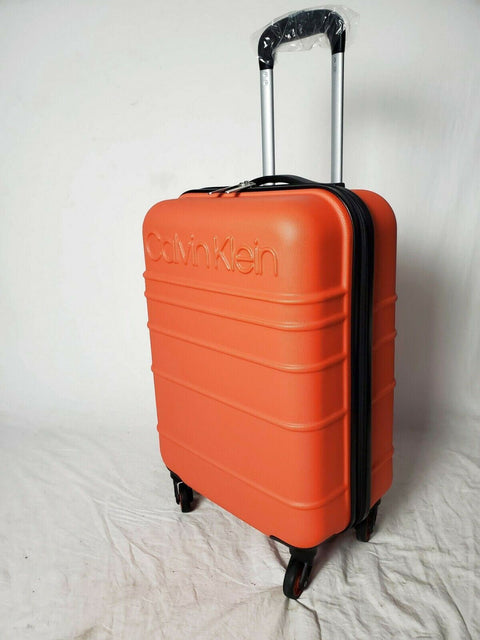 New Calvin Klein Fillmore 21" Carry On Hard side Luggage Orange Spinner