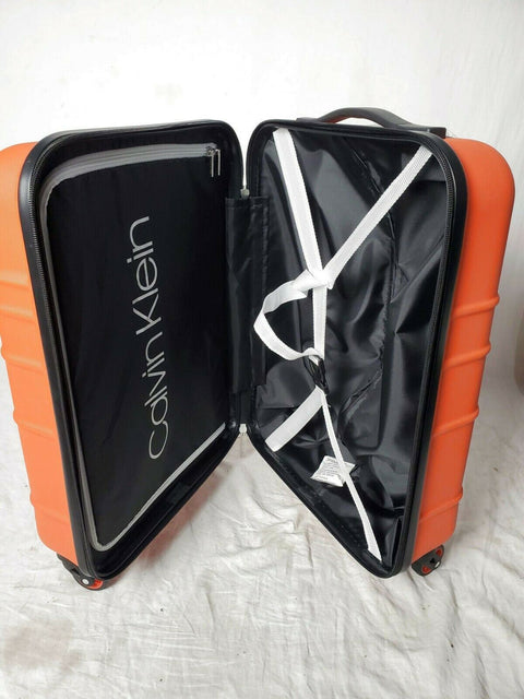 New Calvin Klein Fillmore 21" Carry On Hard side Luggage Orange Spinner