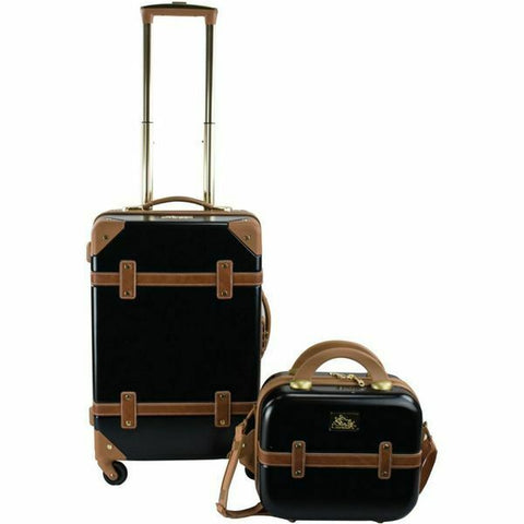 $400 NEW CHARIOT GATSBY 2PC HARDSIDE LUGGAGE SET BLACK CARRY ON
