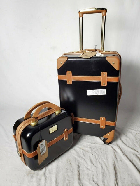$400 NEW CHARIOT GATSBY 2PC HARDSIDE LUGGAGE SET BLACK CARRY ON