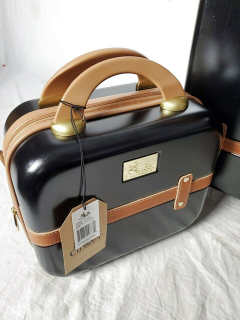 $400 NEW CHARIOT GATSBY 2PC HARDSIDE LUGGAGE SET BLACK CARRY ON