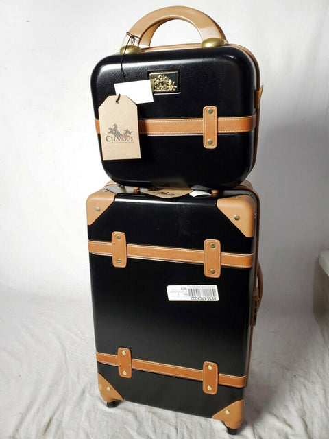 $400 NEW CHARIOT GATSBY 2PC HARDSIDE LUGGAGE SET BLACK CARRY ON