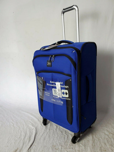 $200 New Skyway Mirage 3.0 24" Check-In Spinner Luggage Blue Suitcase Softcase