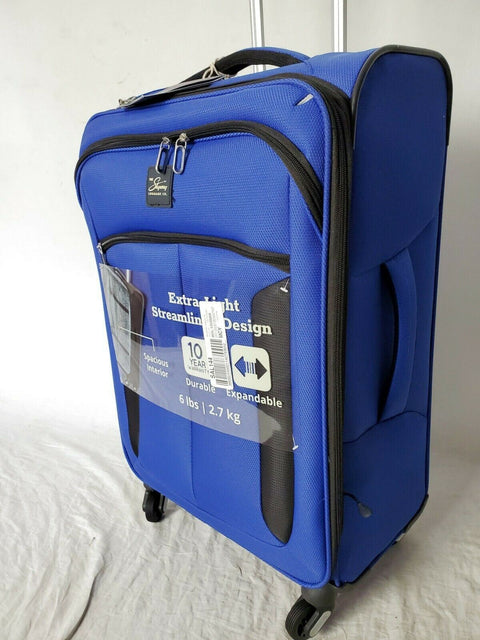 $200 New Skyway Mirage 3.0 24" Check-In Spinner Luggage Blue Suitcase Softcase