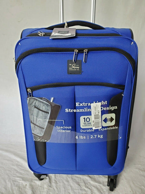 $200 New Skyway Mirage 3.0 24" Check-In Spinner Luggage Blue Suitcase Softcase