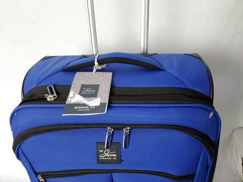 $200 New Skyway Mirage 3.0 24" Check-In Spinner Luggage Blue Suitcase Softcase
