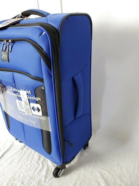 $200 New Skyway Mirage 3.0 24" Check-In Spinner Luggage Blue Suitcase Softcase