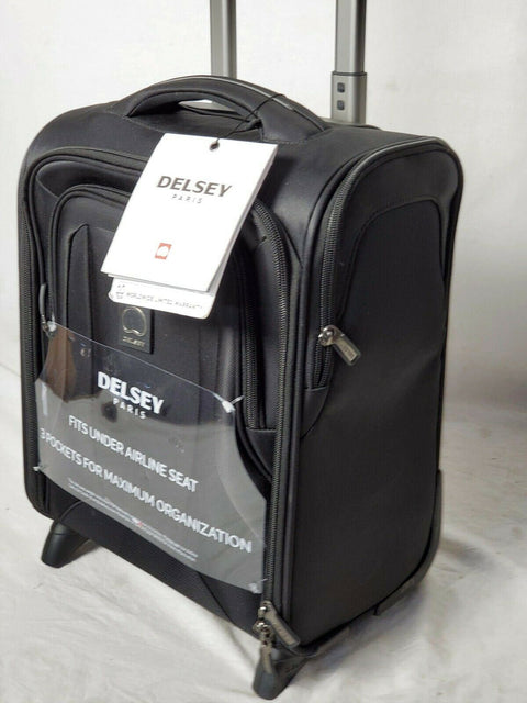 $200 New Delsey OptiMax Lite 17" 2-Wheeled Under-Seat Bag Luggage Black