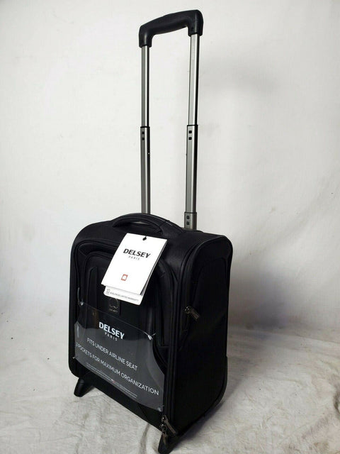 $200 New Delsey OptiMax Lite 17" 2-Wheeled Under-Seat Bag Luggage Black