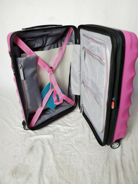 $200 New Antler Juno DLX 20" Hardside Expandable Spinner Carry-On Suitcase Pink