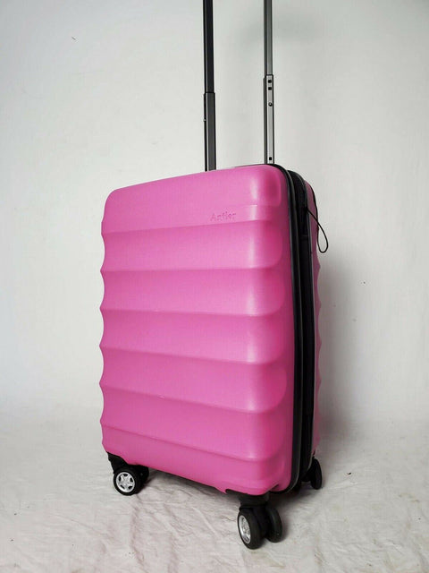 $200 New Antler Juno DLX 20" Hardside Expandable Spinner Carry-On Suitcase Pink