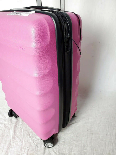 $200 New Antler Juno DLX 20" Hardside Expandable Spinner Carry-On Suitcase Pink