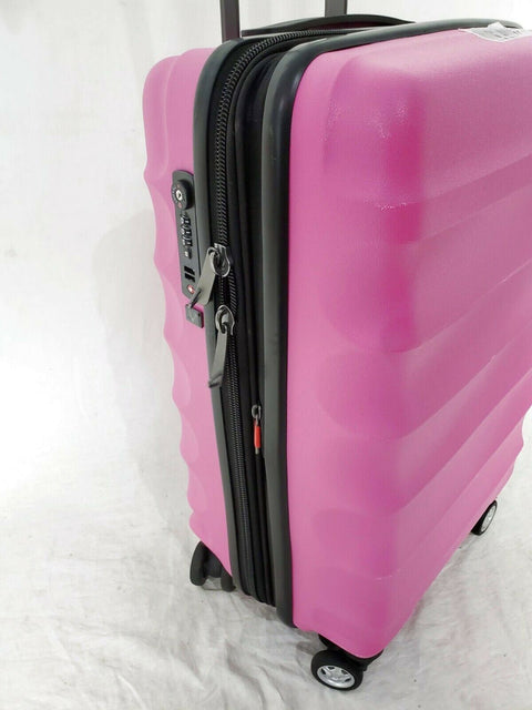 $200 New Antler Juno DLX 20" Hardside Expandable Spinner Carry-On Suitcase Pink