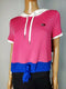 New TOMMY HILFIGER Sport Women Colorblock Hooded Knit Cropped Top Blouse Size M - evorr.com