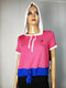 New TOMMY HILFIGER Sport Women Colorblock Hooded Knit Cropped Top Blouse Size M - evorr.com