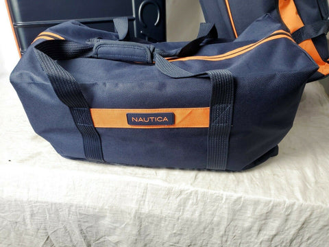 New Nautica Sea Tide 4 PC Hardside Luggage Set Blue Orange Travel Bag