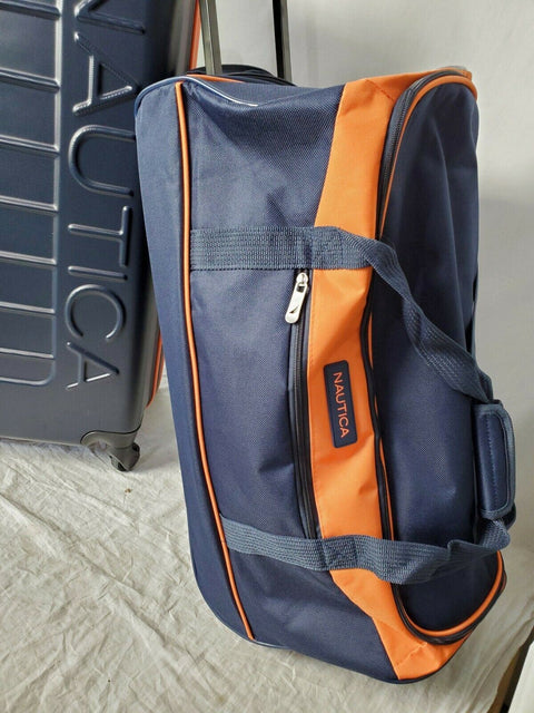 New Nautica Sea Tide 4 PC Hardside Luggage Set Blue Orange Travel Bag