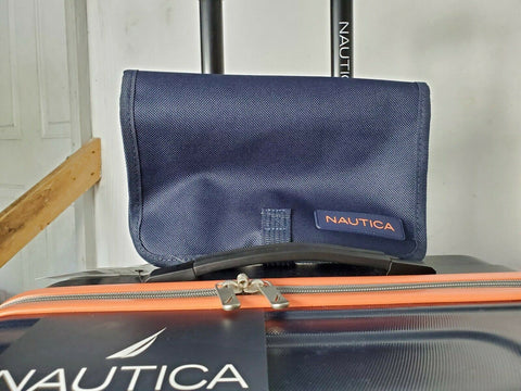 New Nautica Sea Tide 4 PC Hardside Luggage Set Blue Orange Travel Bag