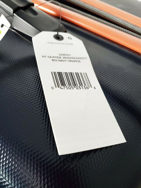 New Nautica Sea Tide 4 PC Hardside Luggage Set Blue Orange Travel Bag