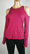 New Chelsea Sky Women's Long Sleeve Cold Shoulder Pink Jersey Blouse Top Size M