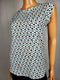 New DKNY Women Blue Printed Sleeveless Ban Neck Blouse Top Size S - evorr.com