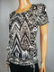 New INC CONCEPTS Women Brown Animal Print Blouse Top Short Sleeve Ruched Size S - evorr.com