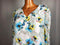 New BAR III Women White Floral V-Neck Blouse Top Bell Sleeves Size 2XL - evorr.com