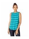 $108 New Free People Women's Sleeveless Blue Striped Twist Blouse Top Size L - evorr.com