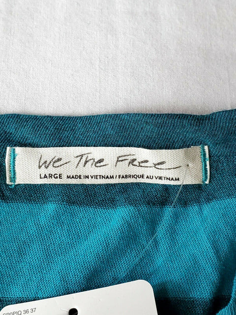 $108 New Free People Women's Sleeveless Blue Striped Twist Blouse Top Size L - evorr.com